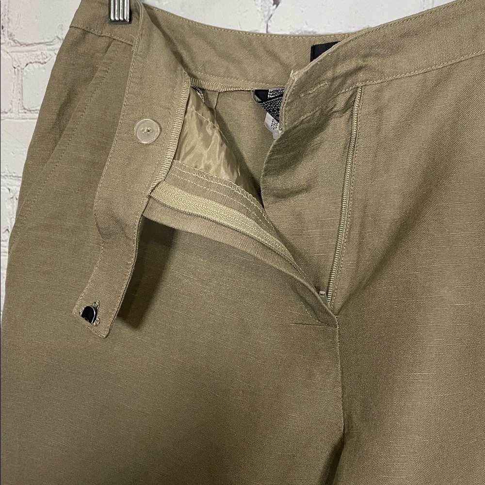 Kasper Women's Wide Leg Pants Trouser High Rise Khaki Causal Linen Blend 10 - Picture 4 of 11